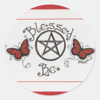 Blessed Be Butterfly and Pentacle Round Sticker