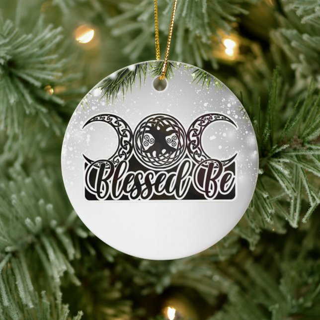 Blessed Be Celtic Tree of Life Pagan Witch  Ceramic Ornament (Tree)
