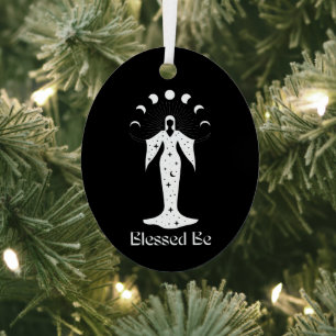 Blessed Be Cosmic Lunar Phases Witchy Metal Ornament