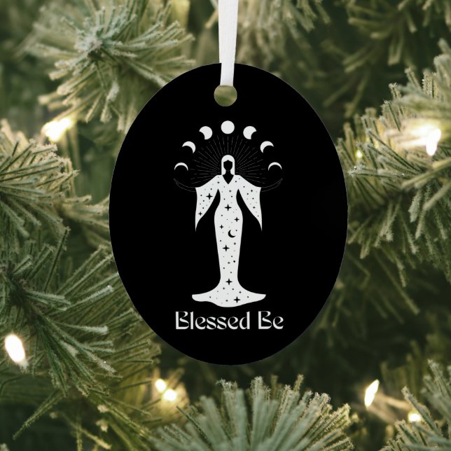 Blessed Be Cosmic Lunar Phases Witchy Metal Ornament (Insitu)