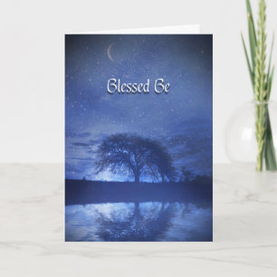 Blessed Be Happy Birthday Oak Tree and Moon Card