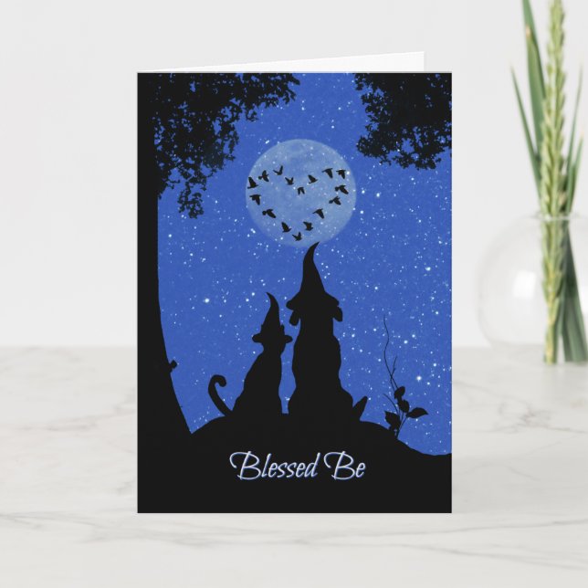 Blessed Be Happy Birthday with Dog and Cat Card (Front)