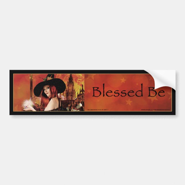 Blessed Be Magical Night Witch Bumper Sticker (Front)