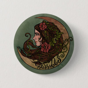 Blessed Be Moon Goddess Pagan Art 2 Inch Round Button