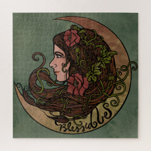 Blessed Be Moon Goddess Pagan Art Jigsaw Puzzle