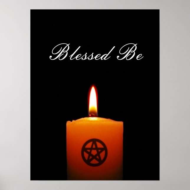 Blessed Be Pagan Candle with Pentacle Poster (Front)