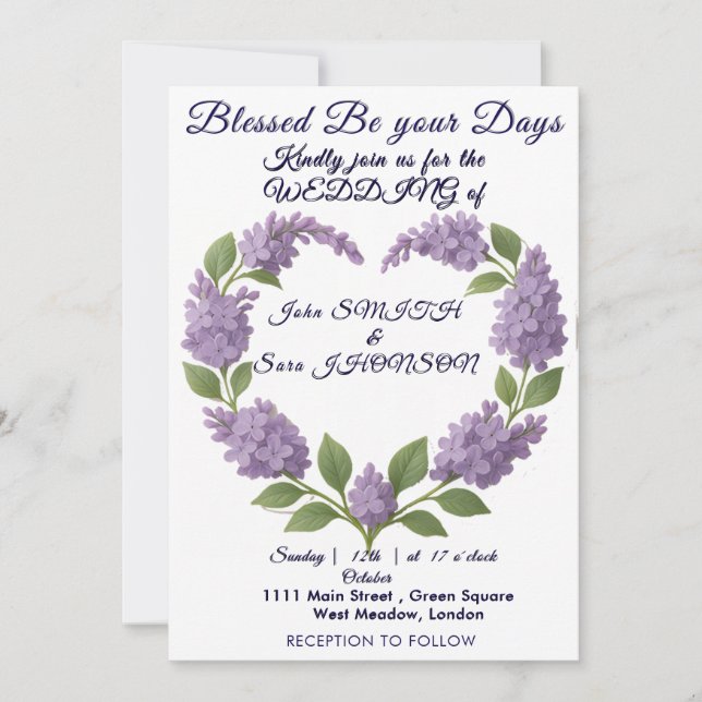 Blessed Be This Day of Union Invitation (Front)