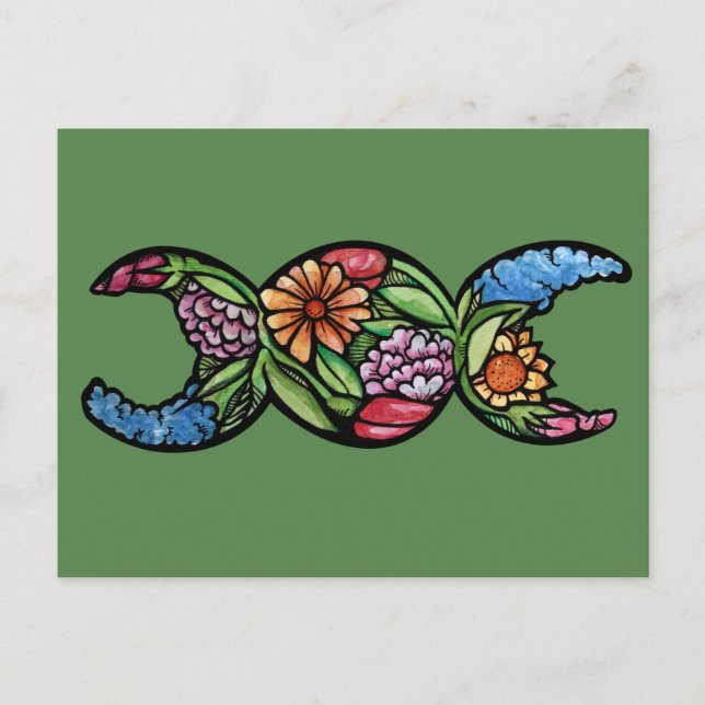 "Blessed Be" Triple Moon Bloom   Postcard (Front)