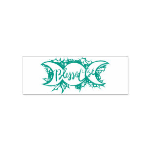 Blessed Be Triple Moon Goddess Holly Yule  Self-inking Stamp