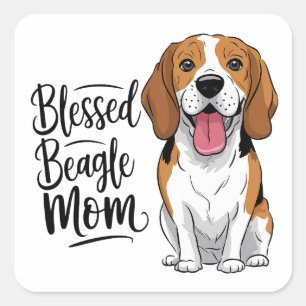 Blessed Beagle Mom Cute Cartoon Puppy Dog Lover Square Sticker
