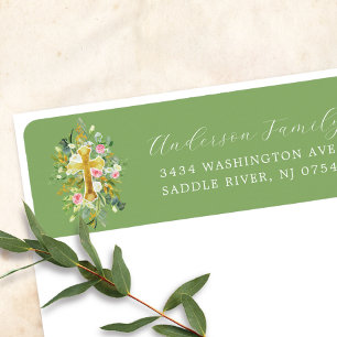 Blessed Beginnings Cross Return Address Label