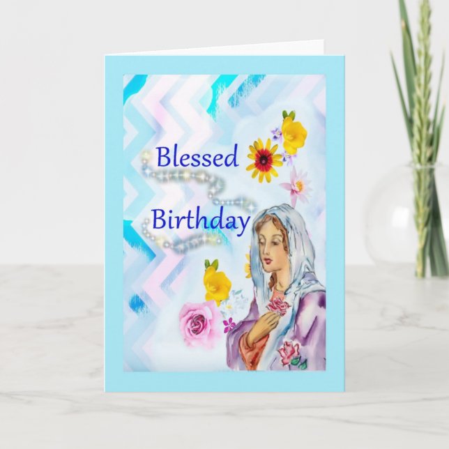 Blessed Birthday Religious Greeting Card (Front)