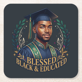 Blessed Black & Educated Square Paper Coaster