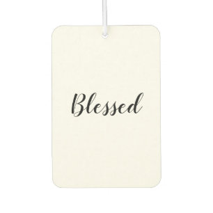 Blessed black white custom script text cute air freshener