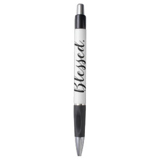 Blessed Black White Modern Script Inspirational Pen