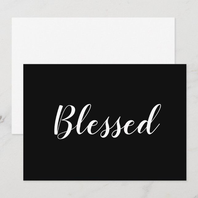 Blessed black white script cute thanksgiving card (Front/Back)