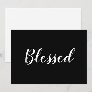 Blessed black white script cute thanksgiving card