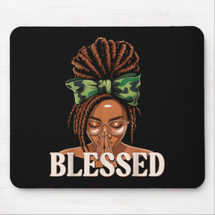 Blessed Black Woman Praying African Christian Camo Mouse Pad