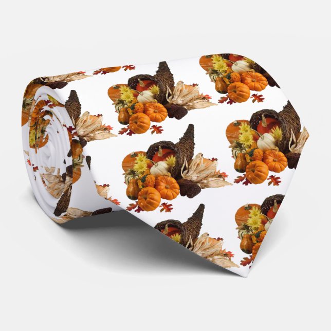 Blessed Bountiful Harvest Colourful Cornucopia Tie (Rolled)