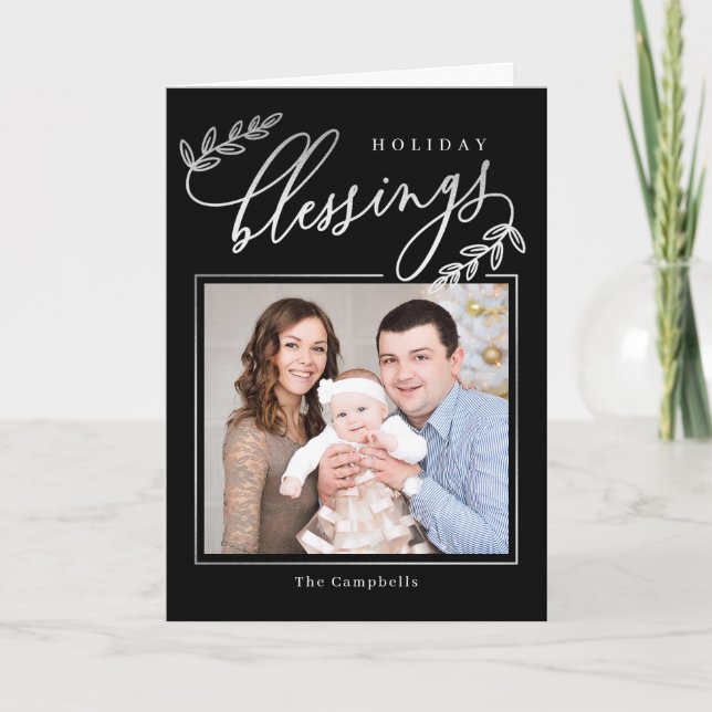 Blessed Branch Folded Holiday Photo Card (Front)