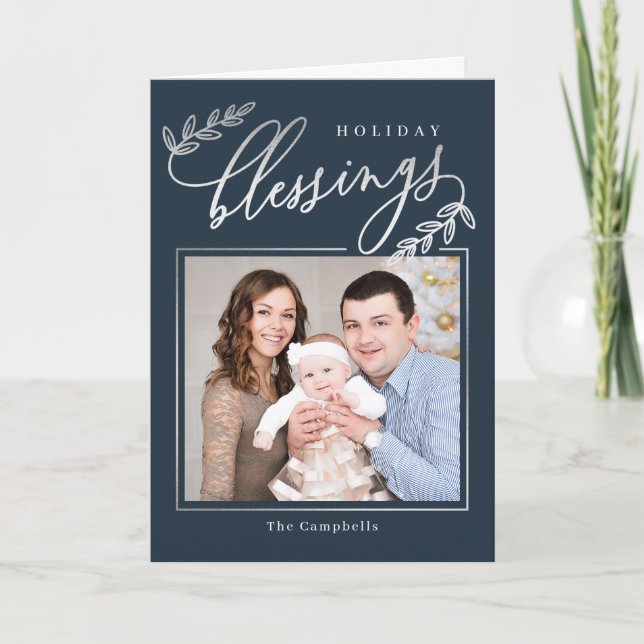 Blessed Branch Folded Holiday Photo Card (Front)