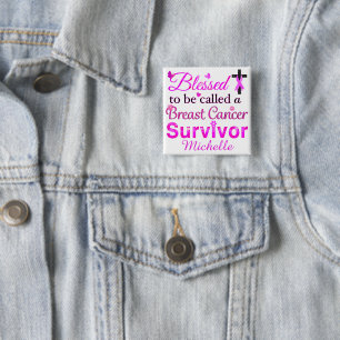 Blessed Breast Cancer Survivor 2 Inch Square Button