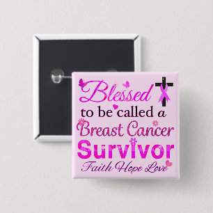 Blessed Breast Cancer Survivor 2 Inch Square Button