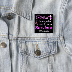 Blessed Breast Cancer Survivor 2 Inch Square Button