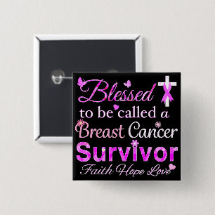 Blessed Breast Cancer Survivor 2 Inch Square Button