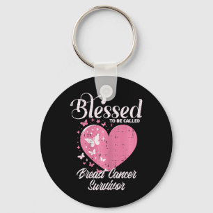 Blessed Breast Cancer Survivor Awareness Christian Keychain