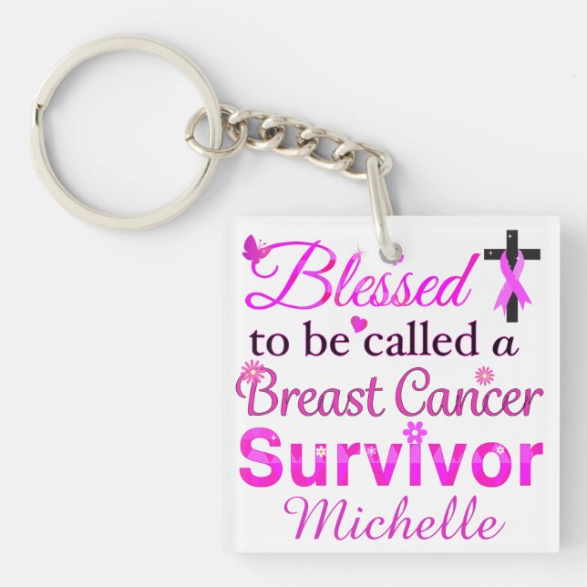 Blessed Breast Cancer Survivor Keychain (Front)