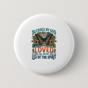 Blessed Butterfly Christian T-Shirt Design_1 2 Inch Round Button
