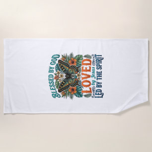 Blessed Butterfly Christian T-Shirt Design_1 Beach Towel