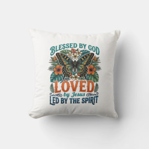 Blessed Butterfly Christian T-Shirt Design_1 Throw Pillow