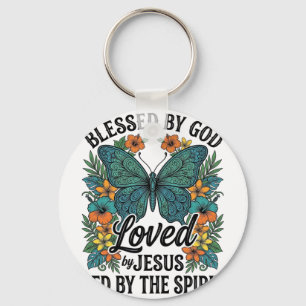 Blessed Butterfly Christian T-Shirt Design (2) Keychain