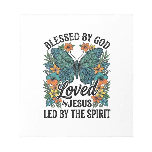 Blessed Butterfly Christian T-Shirt Design (2) Notepad (Front)
