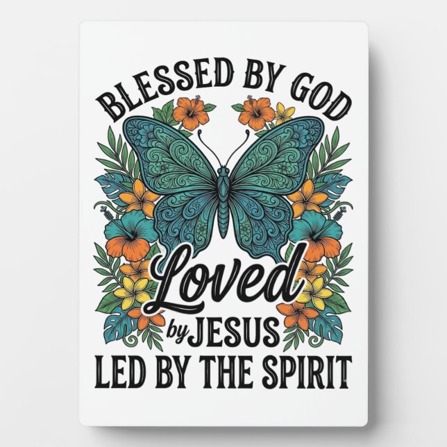 Blessed Butterfly Christian T-Shirt Design (2) Plaque (Front)
