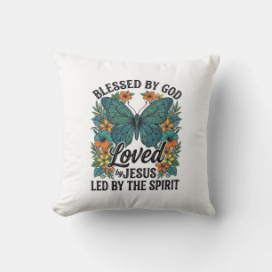 Blessed Butterfly Christian T-Shirt Design (2) Throw Pillow