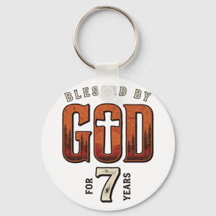 Blessed By God 7 Years Vintage Christian Shirt Keychain