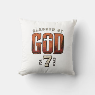 Blessed By God 7 Years Vintage Christian Shirt Throw Pillow