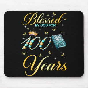 Blessed By God For 100 Years Old 100th Birthday Wo Mouse Pad