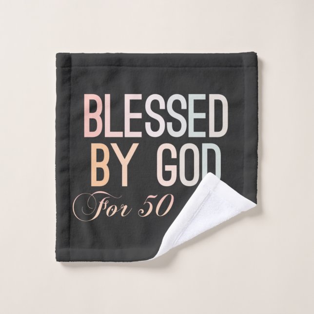 Blessed by God for 50 years, 50th birthday design (Gant de toilette)