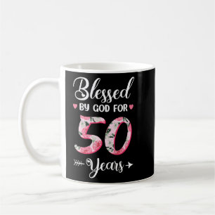 Blessed By God For 50 Years Old 50th Birthday Flor Coffee Mug
