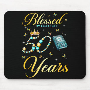 Blessed By God For 50 Years Old Christian 50th Bir Mouse Pad
