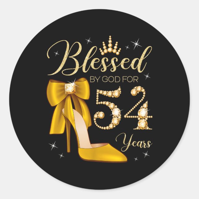Blessed By God For 54 Years Old 54th Birthday Woma Classic Round Sticker (Front)