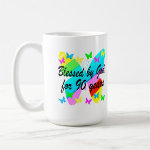 BLESSED BY GOD FOR 90 YEARS COFFEE MUG