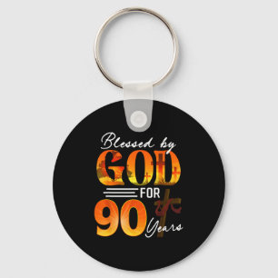 Blessed By God For 90 Years Old Gift 90th Birthday Keychain