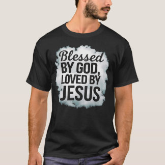 Blessed By God Loved By Jesus Christian Faith Retr T-Shirt