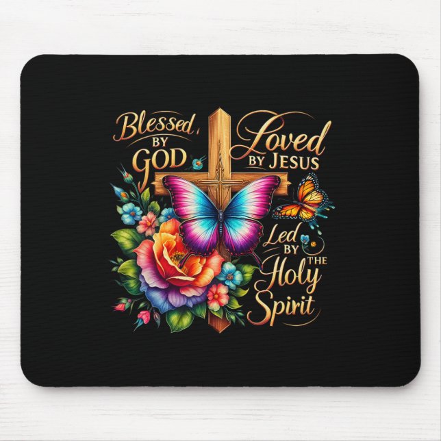Blessed By God Loved By Jesus Easter Day  Mouse Pad (Front)