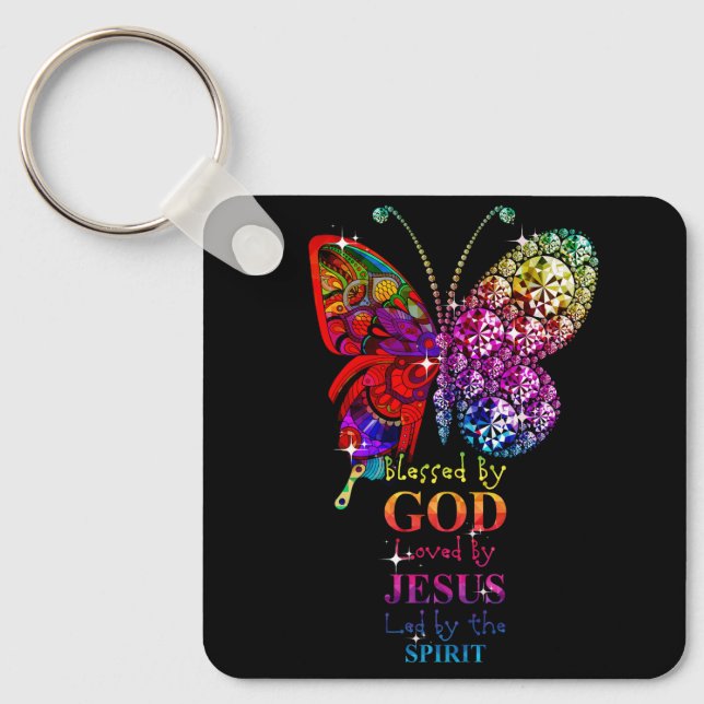 Blessed By God Loved By Jesus Led By The Spirit Bu Keychain (Front)